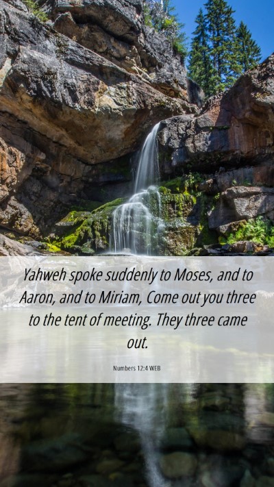 Picture 06 - Numbers 12:4 WEB Mobile Phone Wallpaper - Yahweh spoke suddenly to Moses, and to Aaron, and - Mobile Bible Verse Wallpaper