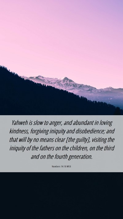 Picture 06 - Numbers 14:18 WEB Mobile Phone Wallpaper - Yahweh is slow to anger, and abundant in loving - Mobile Bible Verse Wallpaper