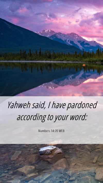 Picture 06 - Numbers 14:20 WEB Mobile Phone Wallpaper - Yahweh said, I have pardoned according to your - Mobile Bible Verse Wallpaper