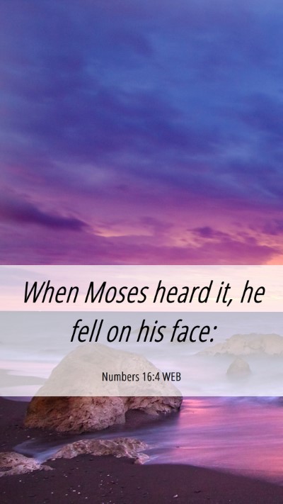 Picture 06 - Numbers 16:4 WEB Mobile Phone Wallpaper - When Moses heard it, he fell on his - Mobile Bible Verse Wallpaper