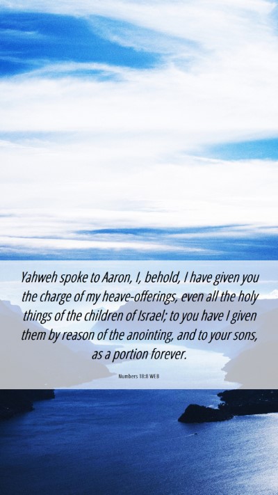 Picture 06 - Numbers 18:8 WEB Mobile Phone Wallpaper - Yahweh spoke to Aaron, I, behold, I have given - Mobile Bible Verse Wallpaper