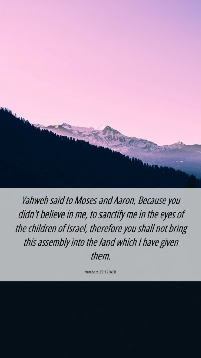 Picture 06 - Numbers 20:12 WEB Mobile Phone Wallpaper - Yahweh said to Moses and Aaron, Because you - Mobile Bible Verse Wallpaper