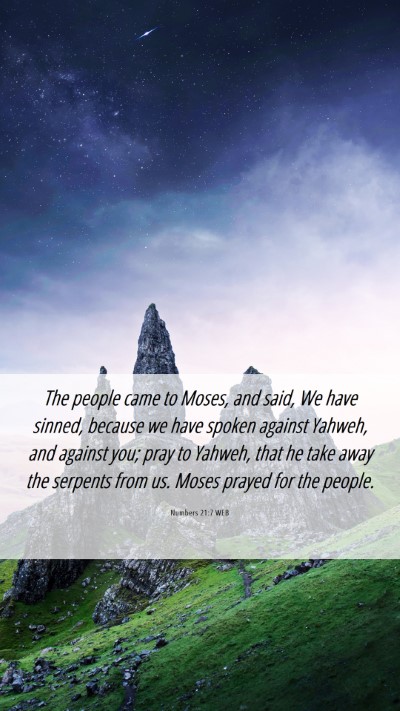 Picture 06 - Numbers 21:7 WEB Mobile Phone Wallpaper - The people came to Moses, and said, We have - Mobile Bible Verse Wallpaper