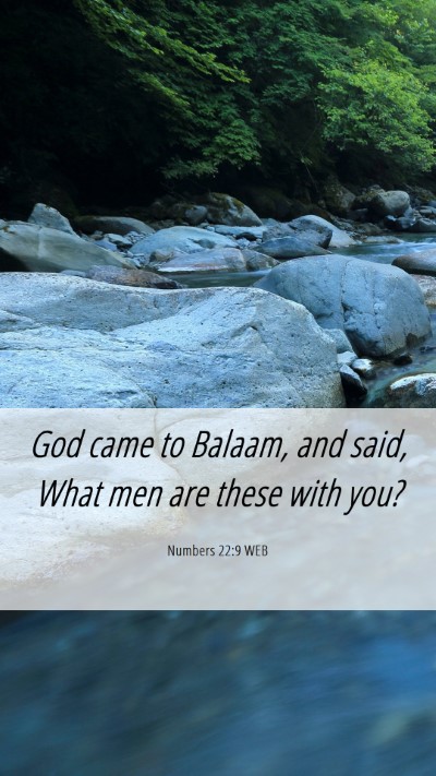 Picture 06 - Numbers 22:9 WEB Mobile Phone Wallpaper - God came to Balaam, and said, What men are these - Mobile Bible Verse Wallpaper