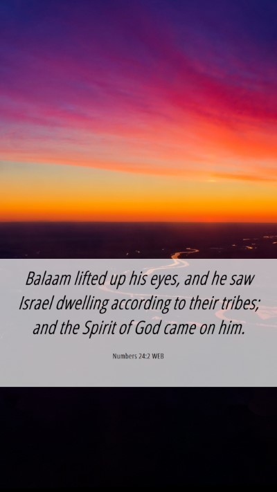 Picture 06 - Numbers 24:2 WEB Mobile Phone Wallpaper - Balaam lifted up his eyes, and he saw Israel - Mobile Bible Verse Wallpaper