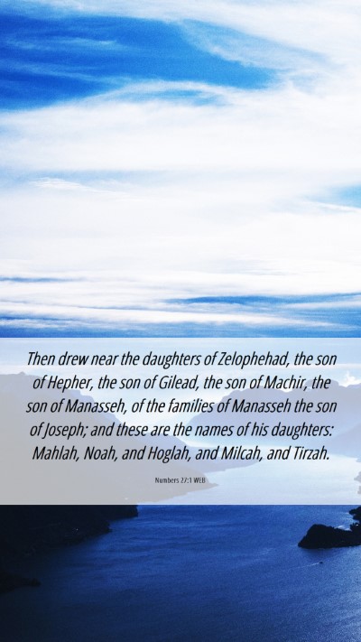 Picture 06 - Numbers 27:1 WEB Mobile Phone Wallpaper - Then drew near the daughters of Zelophehad, the - Mobile Bible Verse Wallpaper