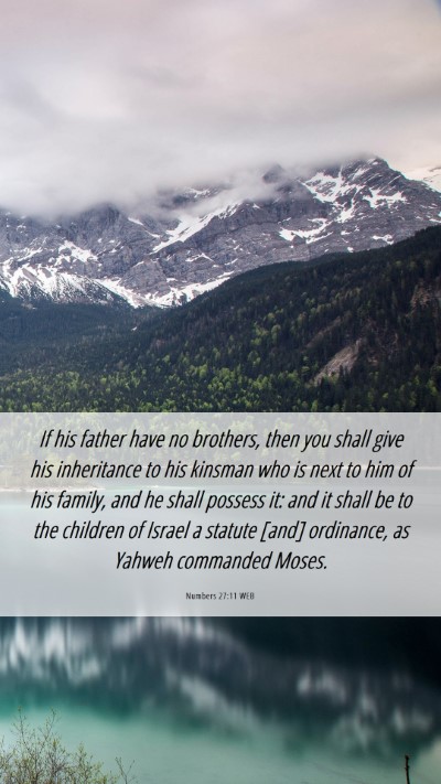 Picture 06 - Numbers 27:11 WEB Mobile Phone Wallpaper - If his father have no brothers, then you shall - Mobile Bible Verse Wallpaper