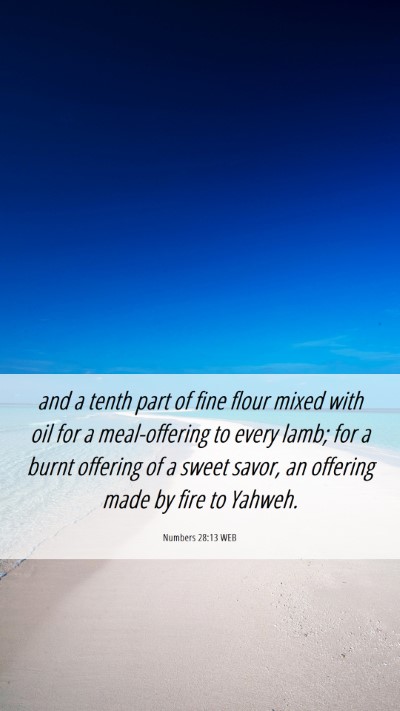 Picture 06 - Numbers 28:13 WEB Mobile Phone Wallpaper - and a tenth part of fine flour mixed with oil for - Mobile Bible Verse Wallpaper