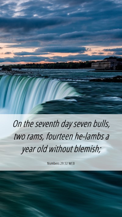 Picture 06 - Numbers 29:32 WEB Mobile Phone Wallpaper - On the seventh day seven bulls, two rams, - Mobile Bible Verse Wallpaper
