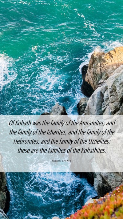 Picture 06 - Numbers 3:27 WEB Mobile Phone Wallpaper - Of Kohath was the family of the Amramites, and - Mobile Bible Verse Wallpaper