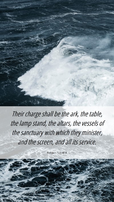 Picture 06 - Numbers 3:31 WEB Mobile Phone Wallpaper - Their charge shall be the ark, the table, the - Mobile Bible Verse Wallpaper