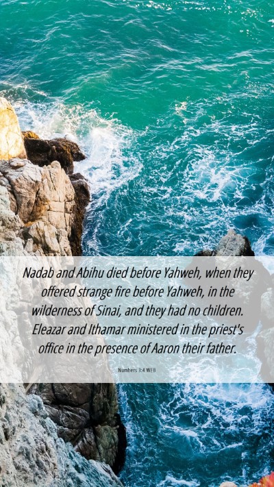 Picture 06 - Numbers 3:4 WEB Mobile Phone Wallpaper - Nadab and Abihu died before Yahweh, when they - Mobile Bible Verse Wallpaper