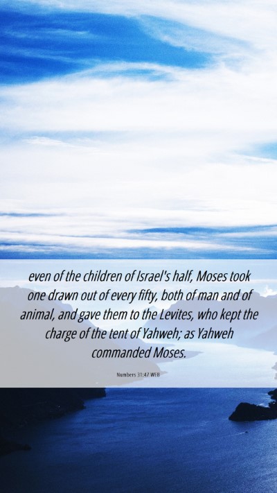 Picture 06 - Numbers 31:47 WEB Mobile Phone Wallpaper - even of the children of Israel's half, Moses took - Mobile Bible Verse Wallpaper