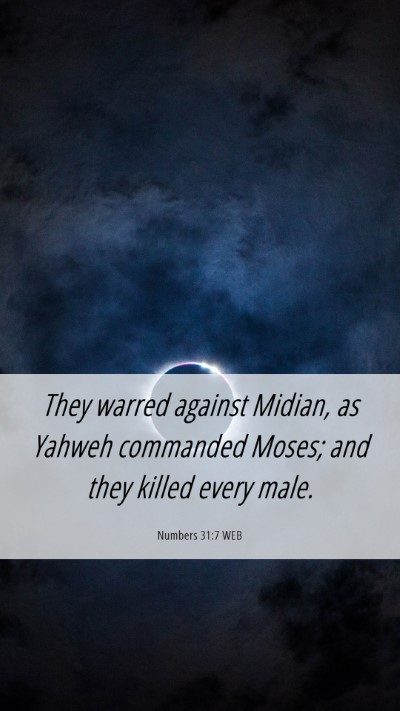 Picture 06 - Numbers 31:7 WEB Mobile Phone Wallpaper - They warred against Midian, as Yahweh commanded - Mobile Bible Verse Wallpaper