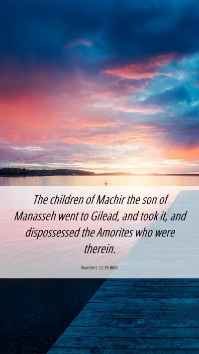 Picture 06 - Numbers 32:39 WEB Mobile Phone Wallpaper - The children of Machir the son of Manasseh went - Mobile Bible Verse Wallpaper