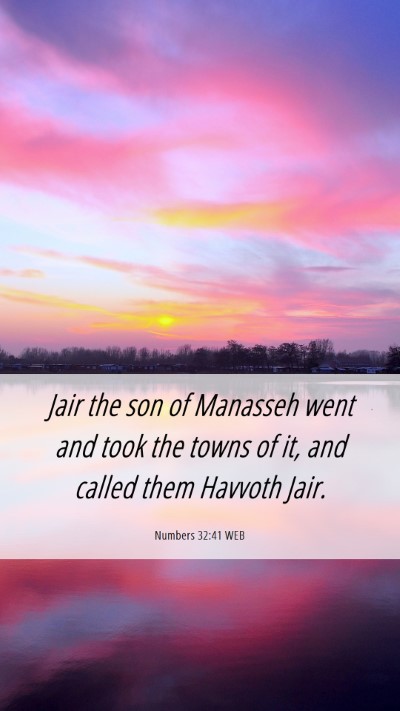 Picture 06 - Numbers 32:41 WEB Mobile Phone Wallpaper - Jair the son of Manasseh went and took the towns - Mobile Bible Verse Wallpaper