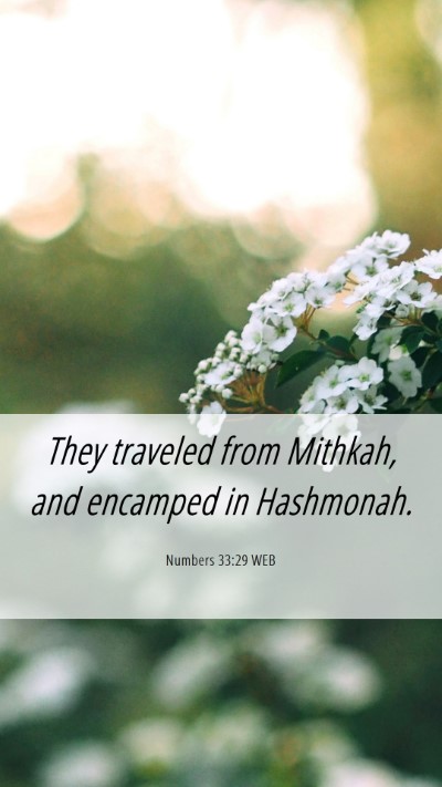 Picture 06 - Numbers 33:29 WEB Mobile Phone Wallpaper - They traveled from Mithkah, and encamped in - Mobile Bible Verse Wallpaper