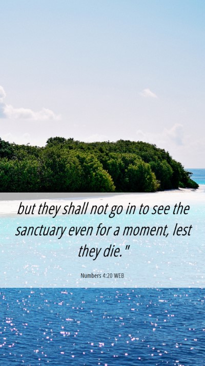 Picture 06 - Numbers 4:20 WEB Mobile Phone Wallpaper - but they shall not go in to see the sanctuary - Mobile Bible Verse Wallpaper