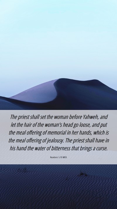 Picture 06 - Numbers 5:18 WEB Mobile Phone Wallpaper - The priest shall set the woman before Yahweh, and - Mobile Bible Verse Wallpaper