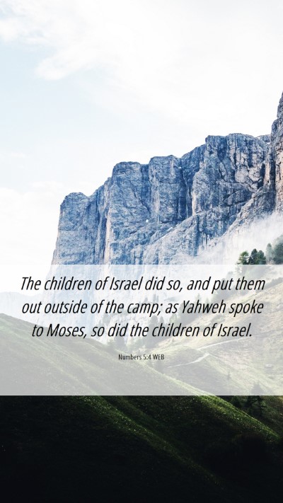 Picture 06 - Numbers 5:4 WEB Mobile Phone Wallpaper - The children of Israel did so, and put them out - Mobile Bible Verse Wallpaper