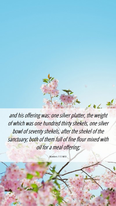 Picture 06 - Numbers 7:13 WEB Mobile Phone Wallpaper - and his offering was: one silver platter, the - Mobile Bible Verse Wallpaper