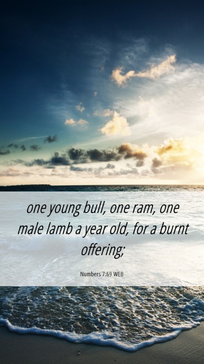 Picture 06 - Numbers 7:69 WEB Mobile Phone Wallpaper - one young bull, one ram, one male lamb a year - Mobile Bible Verse Wallpaper