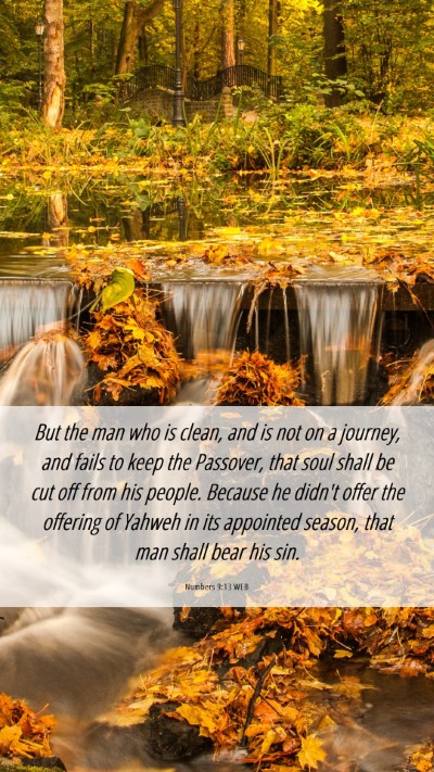Picture 06 - Numbers 9:13 WEB Mobile Phone Wallpaper - But the man who is clean, and is not on a - Mobile Bible Verse Wallpaper