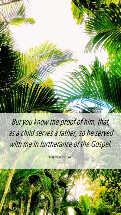 Picture 06 - Philippians 2:22 WEB Mobile Phone Wallpaper - But you know the proof of him, that, as a child - Mobile Bible Verse Wallpaper