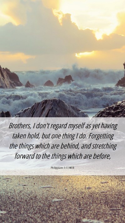 Picture 06 - Philippians 3:13 WEB Mobile Phone Wallpaper - Brothers, I don't regard myself as yet having - Mobile Bible Verse Wallpaper