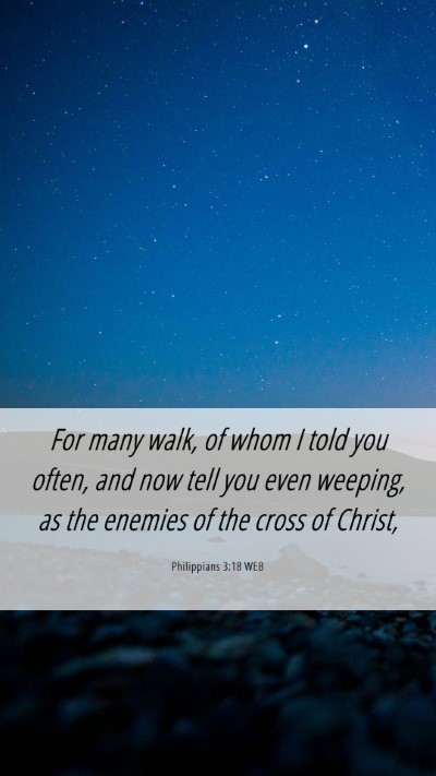 Picture 06 - Philippians 3:18 WEB Mobile Phone Wallpaper - For many walk, of whom I told you often, and now - Mobile Bible Verse Wallpaper