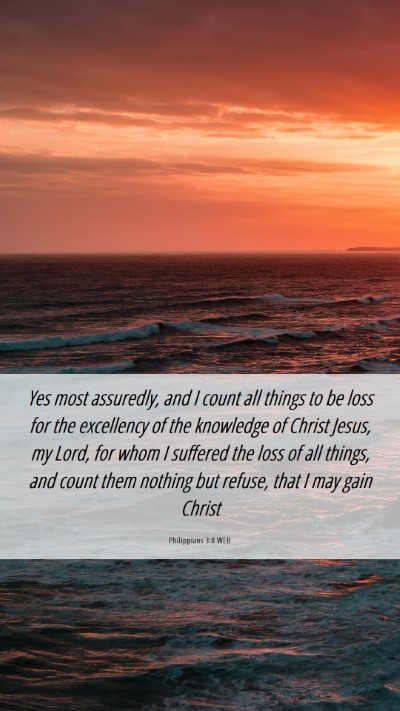 Picture 06 - Philippians 3:8 WEB Mobile Phone Wallpaper - Yes most assuredly, and I count all things to be - Mobile Bible Verse Wallpaper