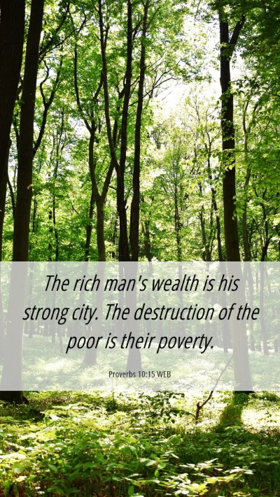 Picture 06 - Proverbs 10:15 WEB Mobile Phone Wallpaper - The rich man's wealth is his strong city. The - Mobile Bible Verse Wallpaper
