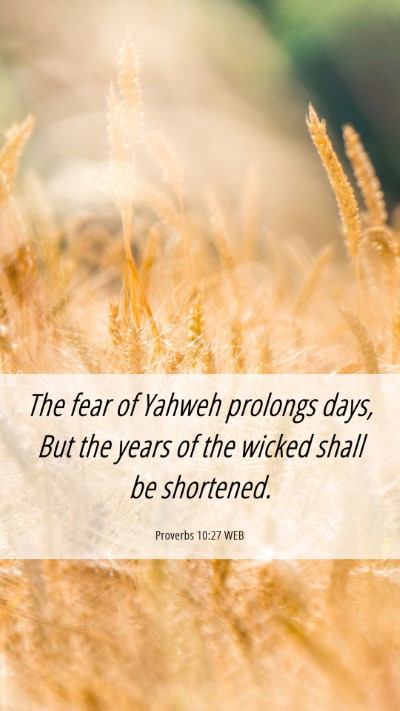 Picture 06 - Proverbs 10:27 WEB Mobile Phone Wallpaper - The fear of Yahweh prolongs days, But the years - Mobile Bible Verse Wallpaper