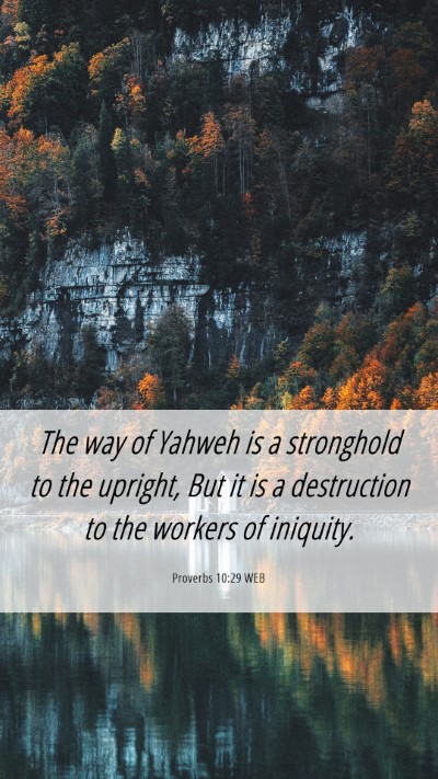 Picture 06 - Proverbs 10:29 WEB Mobile Phone Wallpaper - The way of Yahweh is a stronghold to the upright, - Mobile Bible Verse Wallpaper