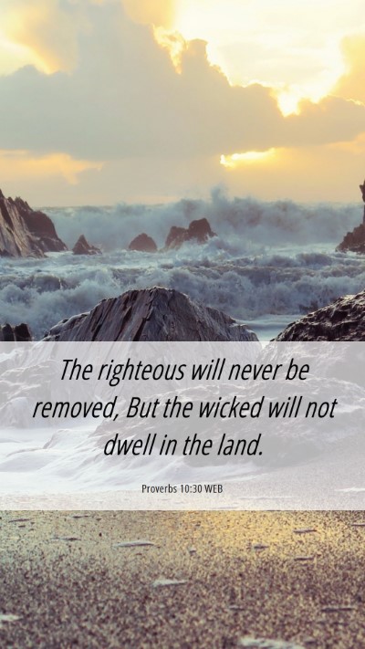Picture 06 - Proverbs 10:30 WEB Mobile Phone Wallpaper - The righteous will never be removed, But the - Mobile Bible Verse Wallpaper