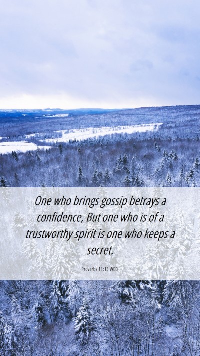 Picture 06 - Proverbs 11:13 WEB Mobile Phone Wallpaper - One who brings gossip betrays a confidence, But - Mobile Bible Verse Wallpaper