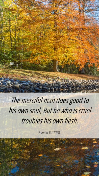 Picture 06 - Proverbs 11:17 WEB Mobile Phone Wallpaper - The merciful man does good to his own soul, But - Mobile Bible Verse Wallpaper