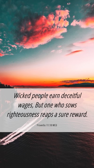Picture 06 - Proverbs 11:18 WEB Mobile Phone Wallpaper - Wicked people earn deceitful wages, But one who - Mobile Bible Verse Wallpaper