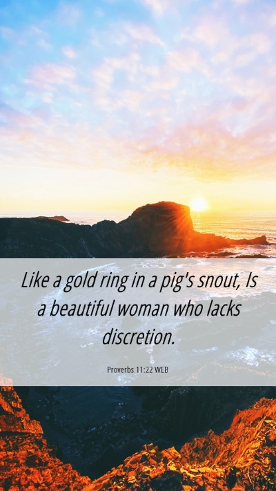 Picture 06 - Proverbs 11:22 WEB Mobile Phone Wallpaper - Like a gold ring in a pig's snout, Is a beautiful - Mobile Bible Verse Wallpaper