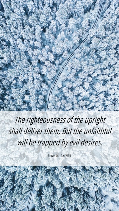 Picture 06 - Proverbs 11:6 WEB Mobile Phone Wallpaper - The righteousness of the upright shall deliver - Mobile Bible Verse Wallpaper
