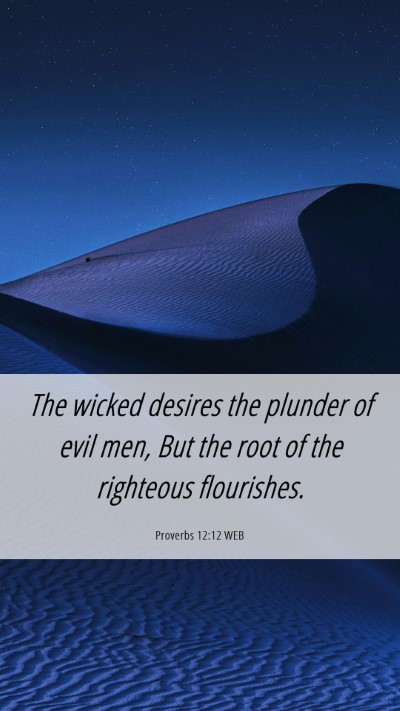 Picture 06 - Proverbs 12:12 WEB Mobile Phone Wallpaper - The wicked desires the plunder of evil men, But - Mobile Bible Verse Wallpaper