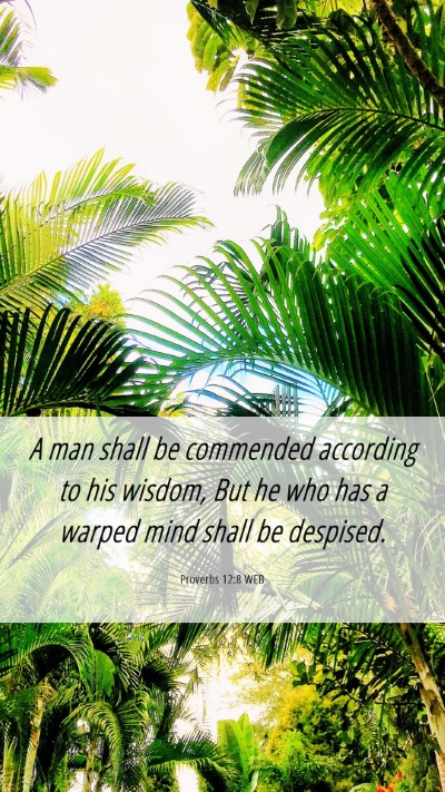 Picture 06 - Proverbs 12:8 WEB Mobile Phone Wallpaper - A man shall be commended according to his wisdom, - Mobile Bible Verse Wallpaper