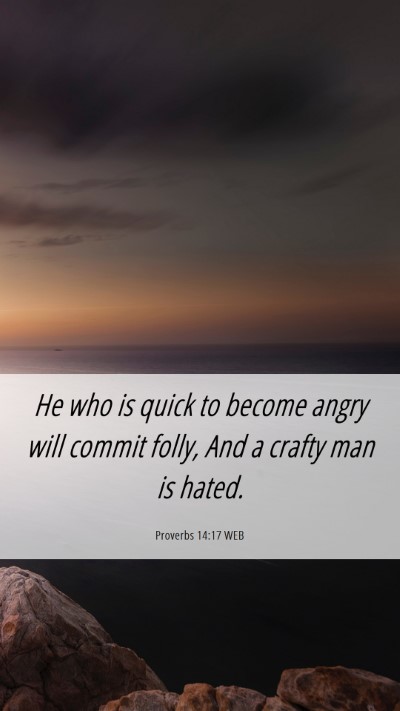 Picture 06 - Proverbs 14:17 WEB Mobile Phone Wallpaper - He who is quick to become angry will commit - Mobile Bible Verse Wallpaper