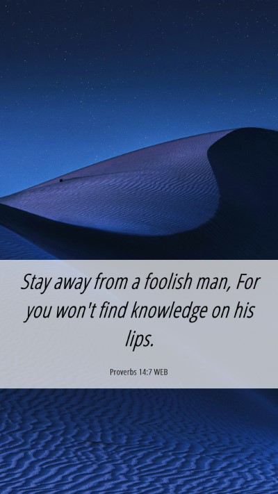 Picture 06 - Proverbs 14:7 WEB Mobile Phone Wallpaper - Stay away from a foolish man, For you won't find - Mobile Bible Verse Wallpaper