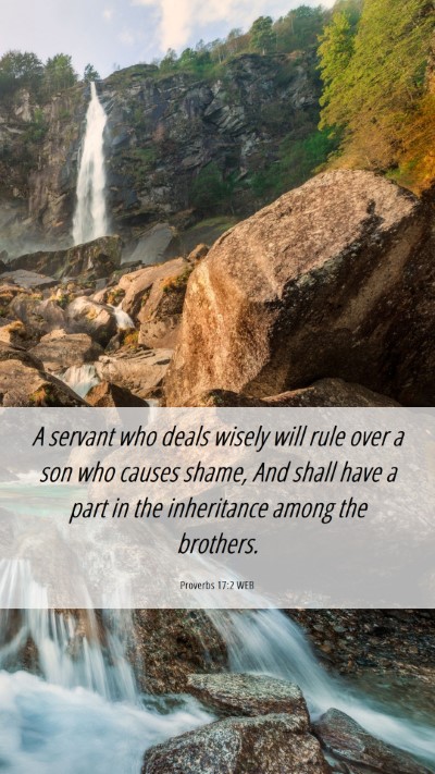 Picture 06 - Proverbs 17:2 WEB Mobile Phone Wallpaper - A servant who deals wisely will rule over a son - Mobile Bible Verse Wallpaper