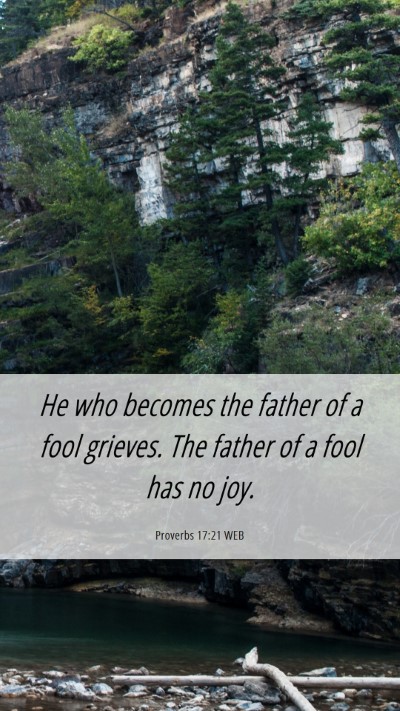 Picture 06 - Proverbs 17:21 WEB Mobile Phone Wallpaper - He who becomes the father of a fool grieves. The - Mobile Bible Verse Wallpaper