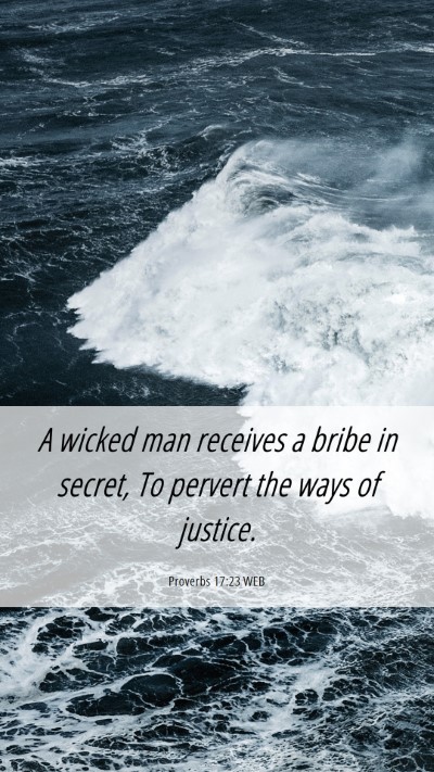 Picture 06 - Proverbs 17:23 WEB Mobile Phone Wallpaper - A wicked man receives a bribe in secret, To - Mobile Bible Verse Wallpaper