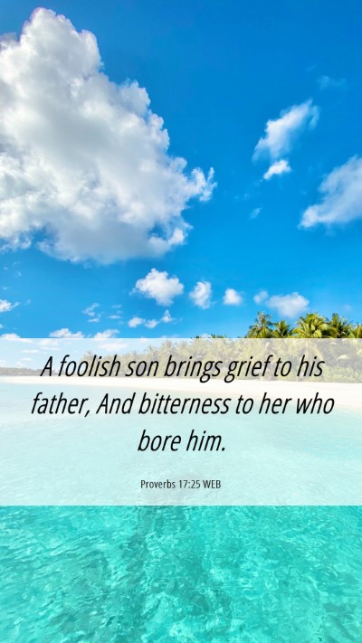 Picture 06 - Proverbs 17:25 WEB Mobile Phone Wallpaper - A foolish son brings grief to his father, And - Mobile Bible Verse Wallpaper