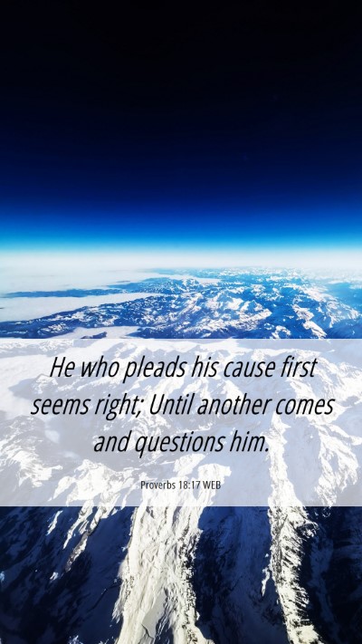 Picture 06 - Proverbs 18:17 WEB Mobile Phone Wallpaper - He who pleads his cause first seems right; Until - Mobile Bible Verse Wallpaper