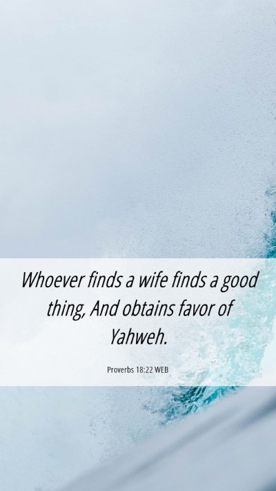 Picture 06 - Proverbs 18:22 WEB Mobile Phone Wallpaper - Whoever finds a wife finds a good thing, And - Mobile Bible Verse Wallpaper